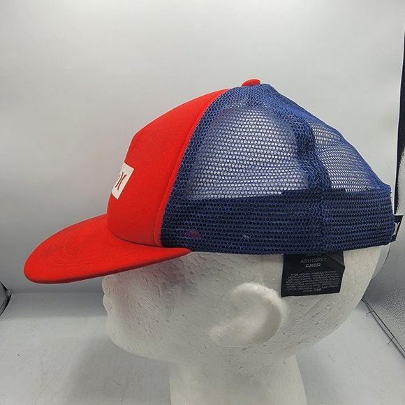 Hurley Mens One and Only Square Trucker Hat Cap Red Blue Breathable Comfort - Picture 2 of 9